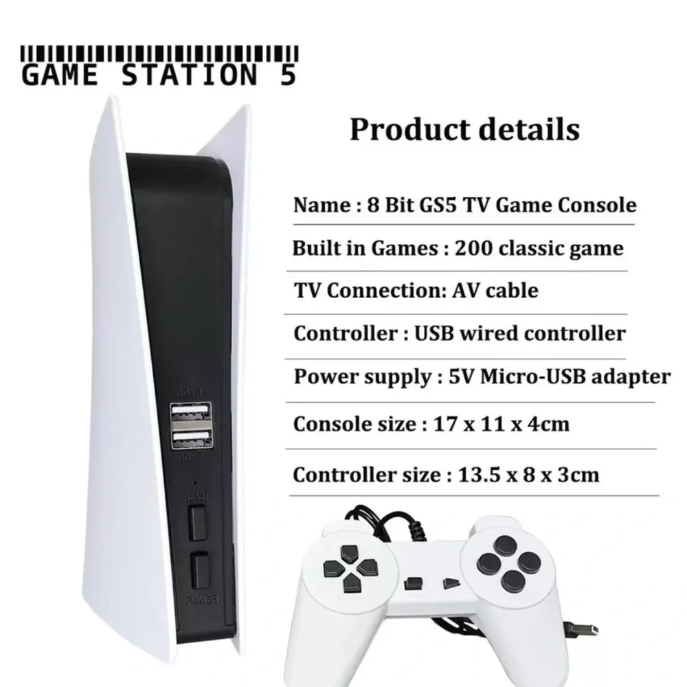 Brand New, GS5 Gamestation 5 Console 200 Classic Retro Games USB Wired
